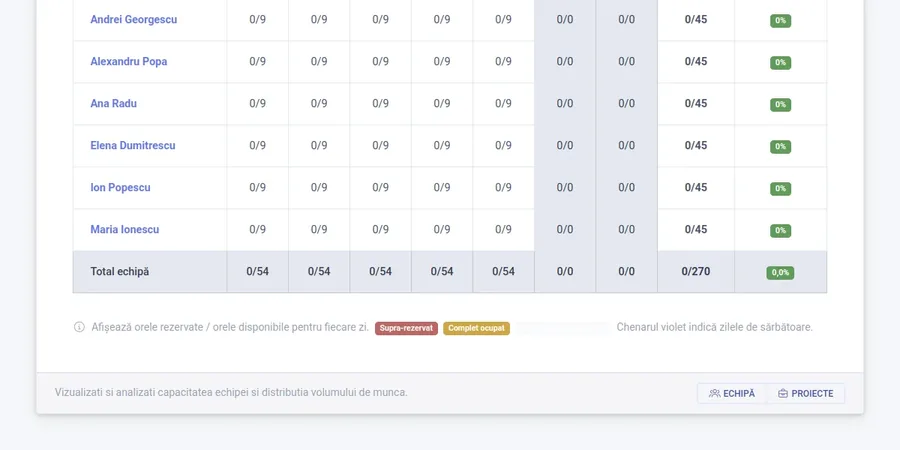 Team availability and resource planning