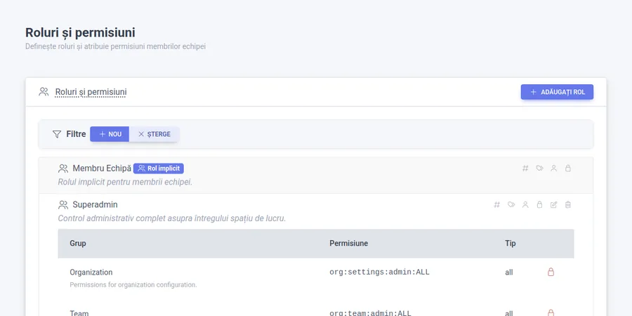 RBAC roles and permissions matrix